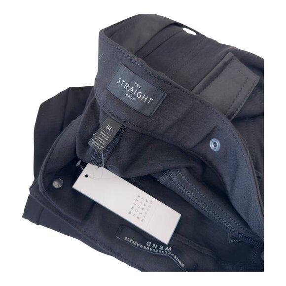 WHITE HOUSE BLACK MARKET Womens Black Satin Patchwork The Straight Crop Pants 6L - Picture 3 of 16